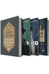 Kit Calvinista de 5 livros, com capas em tons de verde, azul e cinza, com ilustrações de João Calvino. — Plenitude