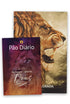 Kit Evangelismo | Bíblia e Devocional Leão, com uma bíblia e um devocional, ambos com capa com imagem de leão. — Plenitude