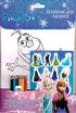 Livro de colorir: Frozen, Colorindo com Adesivos, Disney. Embalagem azul com desenho do Olaf, lápis de cor e adesivos. — Plenitude