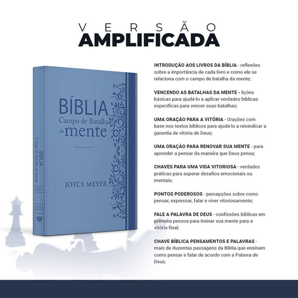 Bíblia Campo de Batalha da Mente | NVA | Letra Normal | Capa Luxo Azul