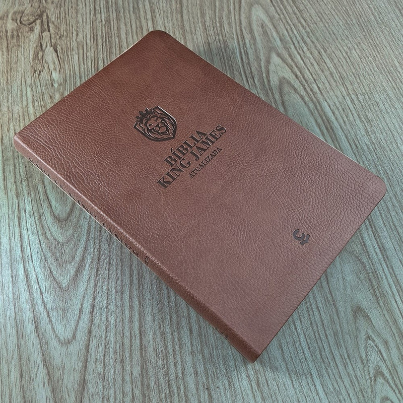 Bíblia King James Atualizada Slim | KJA | Letra Normal | Capa Luxo Marrom