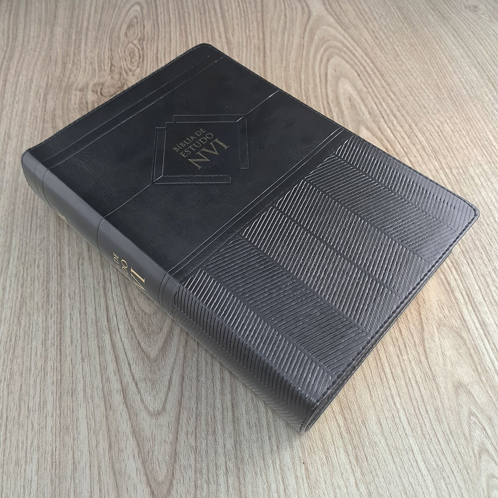 Bíblia de Estudo | NVI | Letra Normal | Capa Luxo Preta