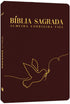Bíblia Sagrada Almeida Corrigida Fiel (ACF), capa luxo vinho, com pomba dourada e ramo de oliveira. — Plenitude
