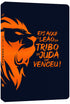 Bíblia Sagrada ACF Leão da Tribo de Judá, capa luxo azul e laranja com ilustração de leão e texto "Eis aqui o Leão da Tribo de — Plenitude