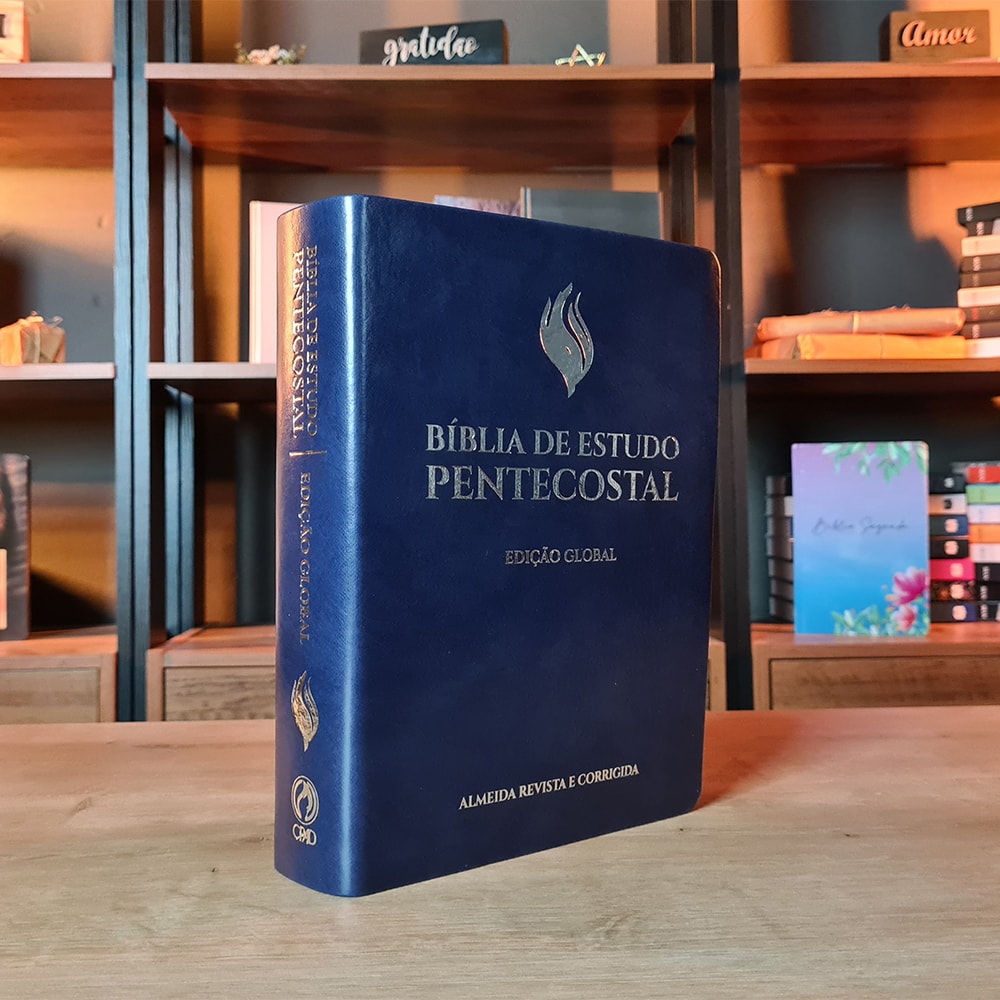 Bíblia de Estudo Pentecostal | Edição Global | ARC | Letra Grande | Capa Luxo Azul
