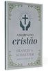 Livro "A Marca do Cristão" de Francis A. Schaeffer, capa branca com cruz e mãos em azul e detalhes dourados. — Plenitude