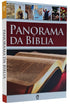 Livro Panorama da Bíblia, capa brochura vermelha com imagens bíblicas e bíblia aberta. — Plenitude