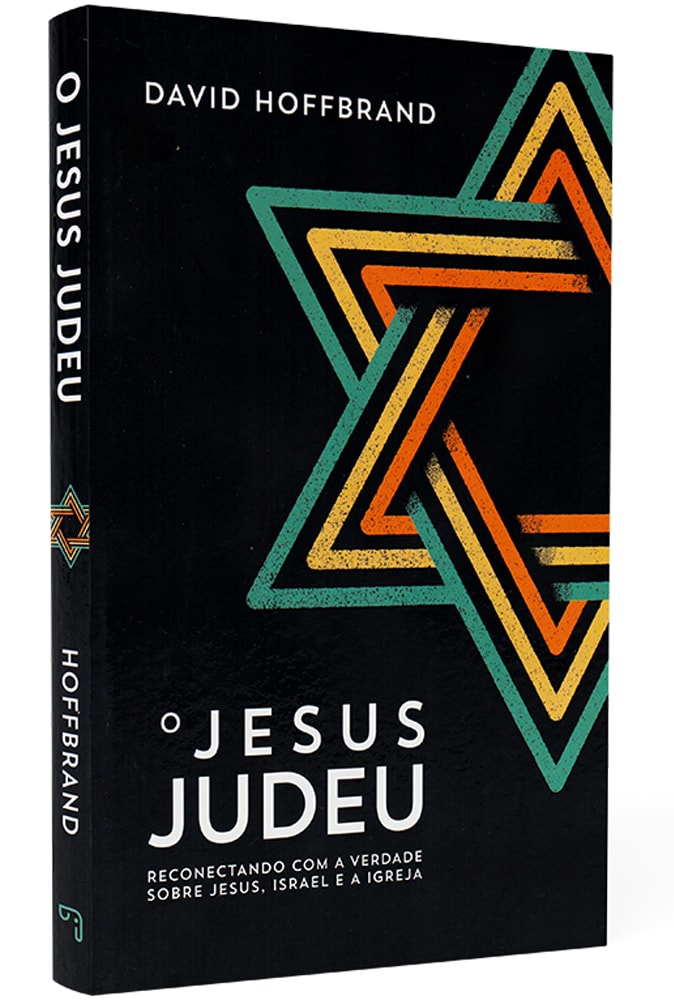 Livro O Jesus Judeu de David Hoffbrand, capa preta com Estrela de Davi colorida. — Plenitude