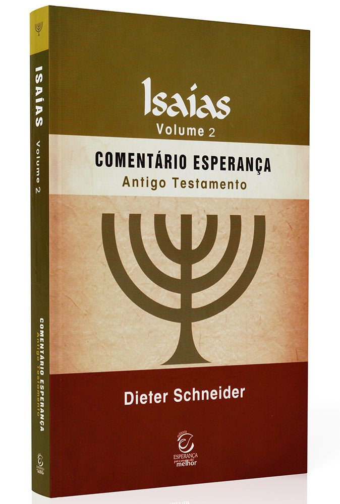 Livro Isaías Vol.2 | Comentário Esperança, capa em tons de marrom com menorá. — Plenitude