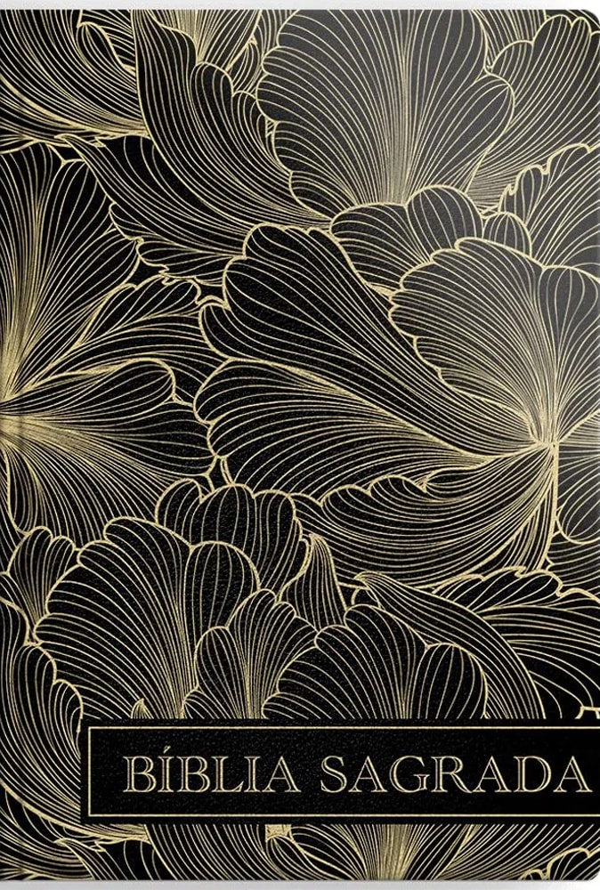 Bíblia Sagrada | ARC | Letra Grande | Capa Luxo Flor Preta