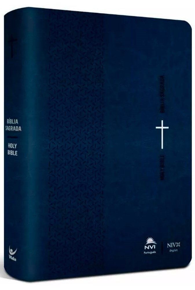 Bíblia Sagrada - Holy Bible | Português e Inglês | NVI Letra Normal | Azul