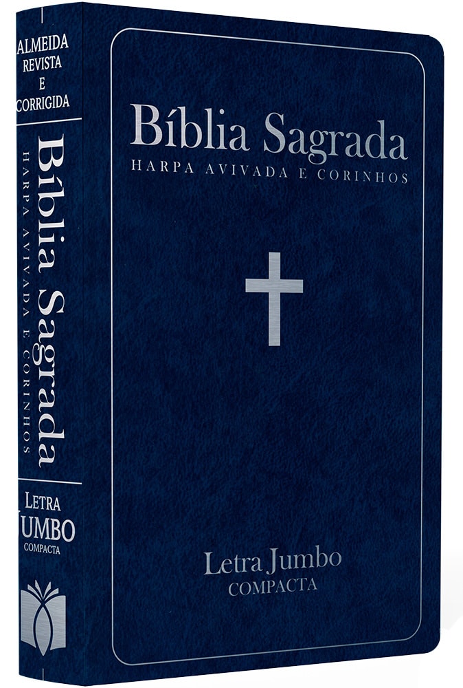 Bíblia Sagrada com Harpa Avivada e Corinhos | ARC | Letra Jumbo | Capa Semiflexível Azul