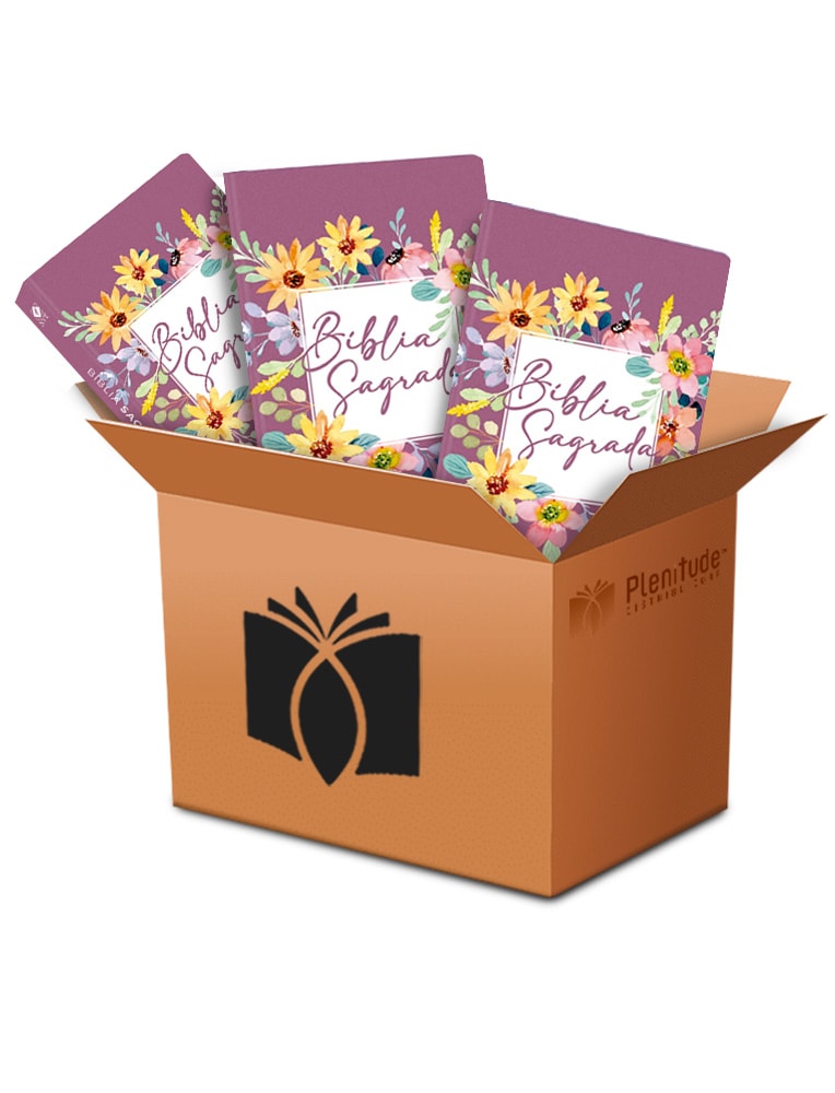 Kit de 10 Bíblias Primavera Alegre NVT, letra normal, flexível, com capa floral. — Plenitude
