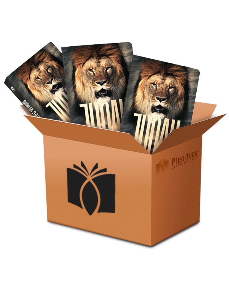 Kit de 10 Bíblias Sagradas Leão de Judah NVT, capa flexível com imagem de leão e lettering. — Plenitude