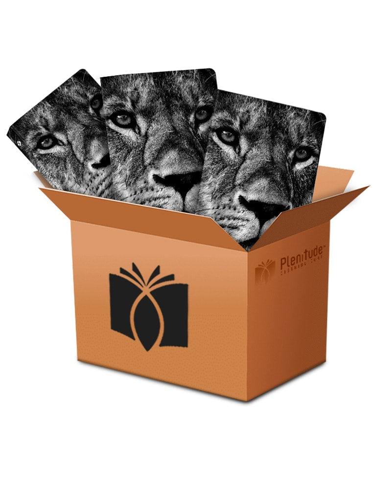 Kit de 10 Bíblias Sagradas Leão Yahweh NVT, capa flexível com imagem de leão em preto e branco. — Plenitude
