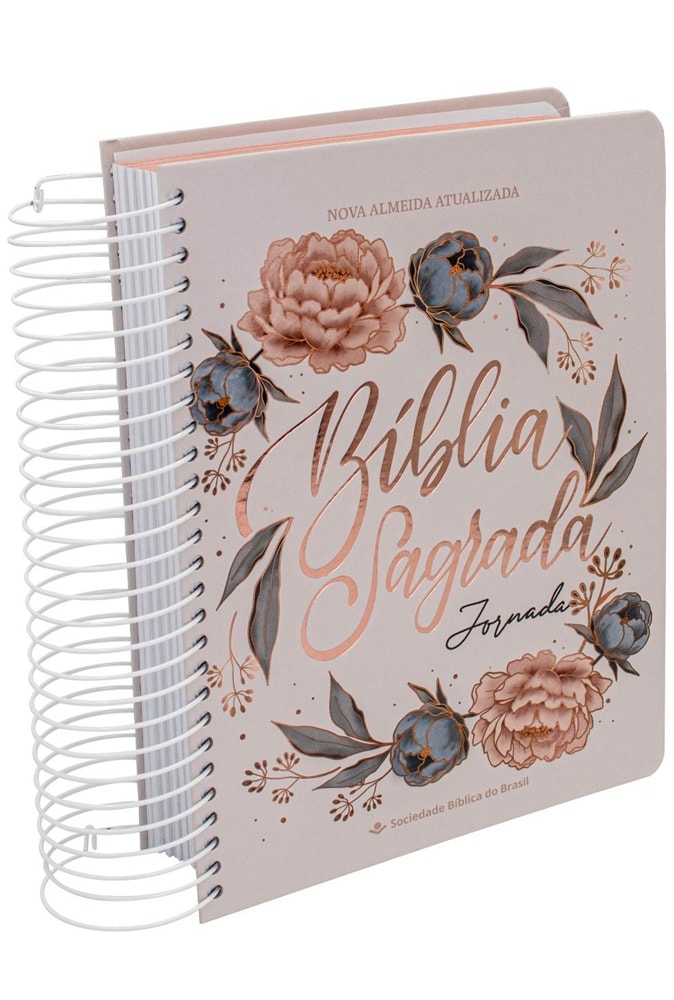 Bíblia Sagrada Jornada Espiral | NAA | Letra Grande| Capa Flores