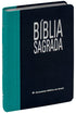 Bíblia Sagrada NAA, letra grande, capa turquesa e azul escuro, com detalhe costurado. — Plenitude