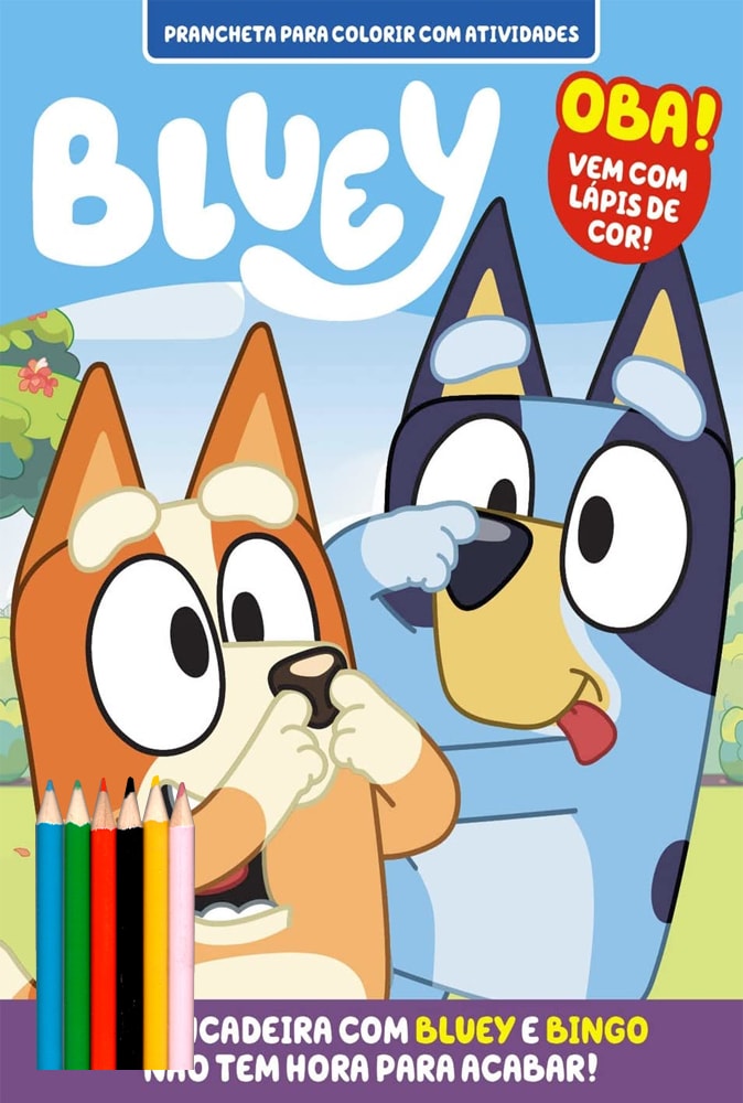Prancheta para Colorir Bluey | Brincadeiras com Bluey e Bingo