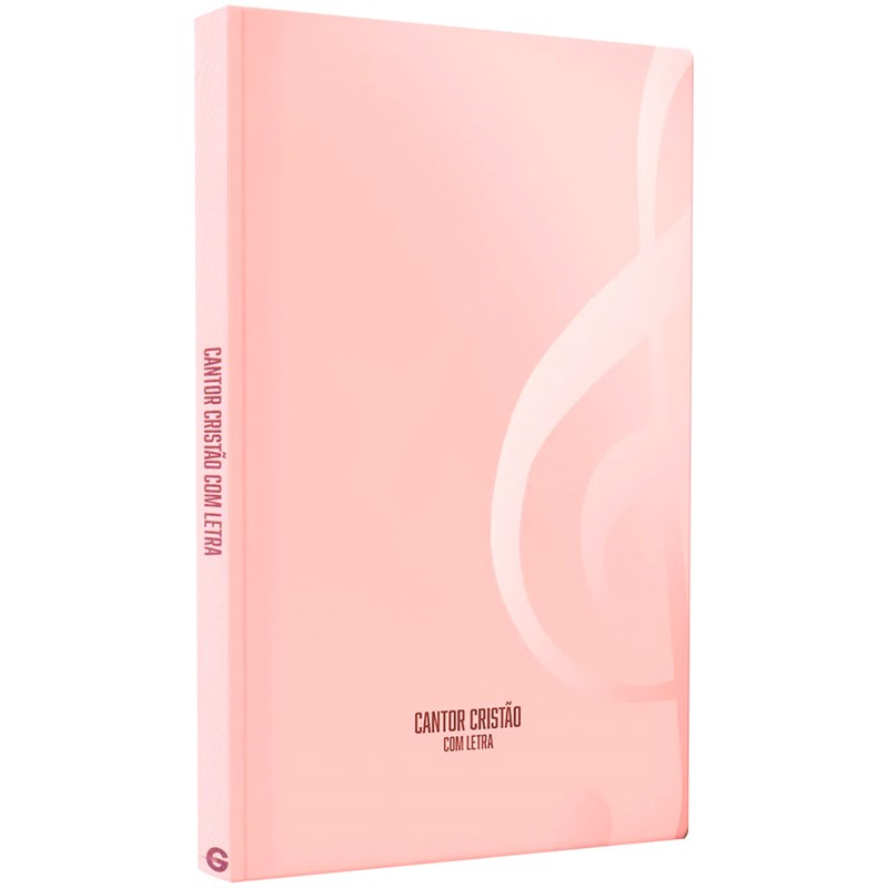 Hinário Cantor Cristão Com Letra, edição grande, capa brochura rosa pastel com clave de sol discreta. — Plenitude