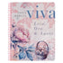 Bíblia Nova Viva espiral, capa dura floral rosa e azul, com espaço para anotações. — Plenitude