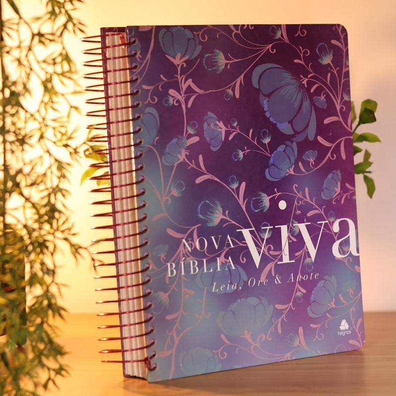 Nova Bíblia Viva Com Espaço para Anotação | Letra Normal | Capa Espiral Flores do Campo
