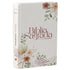 Bíblia Sagrada NVI Letra Grande, capa dura branca com estampa floral em tons de rosê e verde. — Plenitude