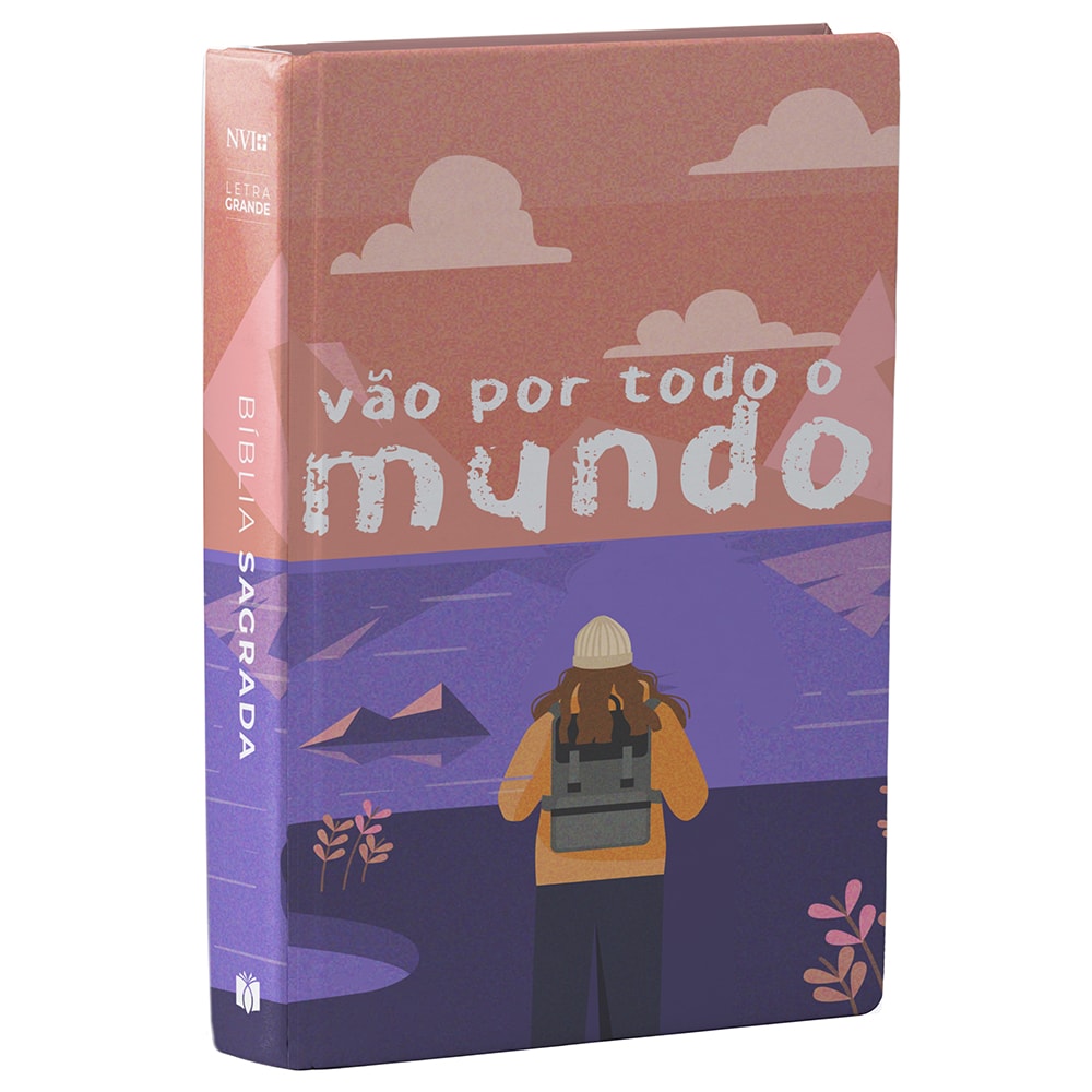Bíblia Sagrada Ide Summer, NVI, capa dura colorida com ilustração de pessoa em paisagem. — Plenitude