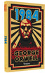 Livro 1984, George Orwell, Veríssimo, capa amarela e preta com rosto de homem e título em azul. — Plenitude