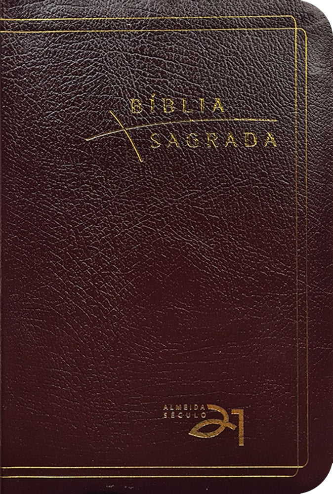 Bíblia Sagrada A21, Almeida Século 21, capa luxo bordô com detalhes dourados. — Plenitude