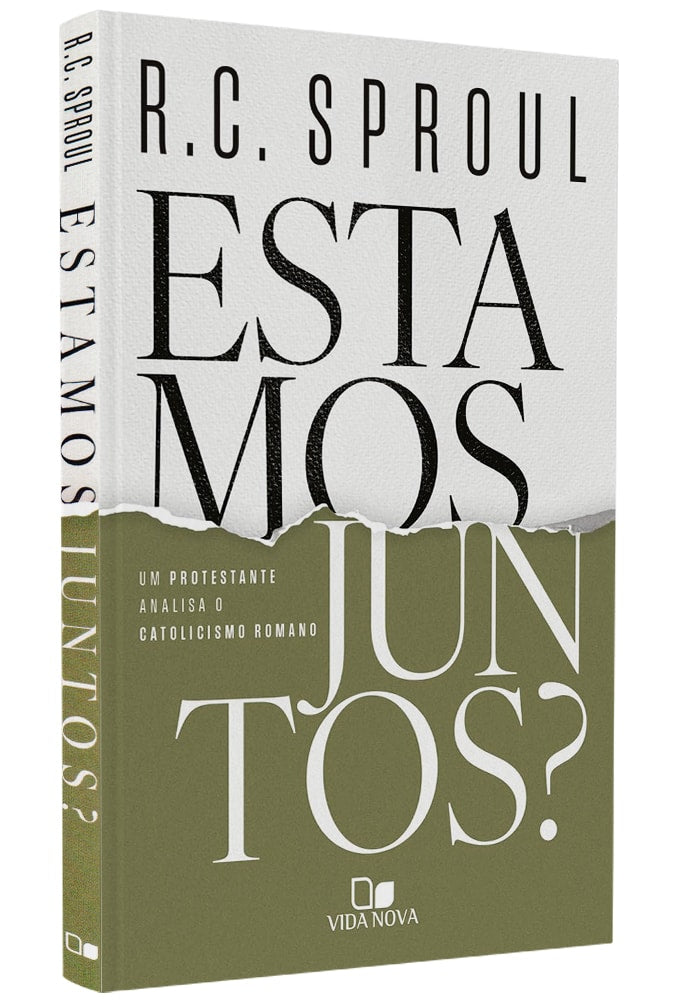 Capa do livro Estamos Juntos?, de R. C. Sproul, em branco e verde, com um rasgo no meio. — Plenitude