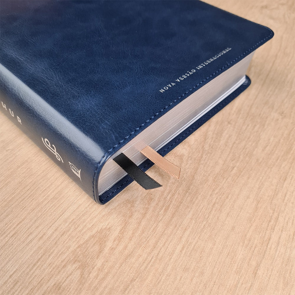 Bíblia De Estudo MacArthur | NVI | Letra Normal | Capa Luxo Azul