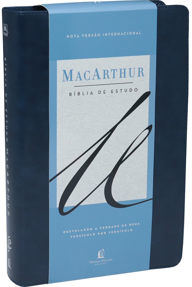 Bíblia De Estudo MacArthur | NVI | Letra Normal | Capa Luxo Azul