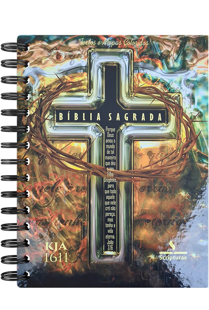 Bíblia Sagrada KJA 1611 | Letra Normal | Capa Dura Espiral Cruz