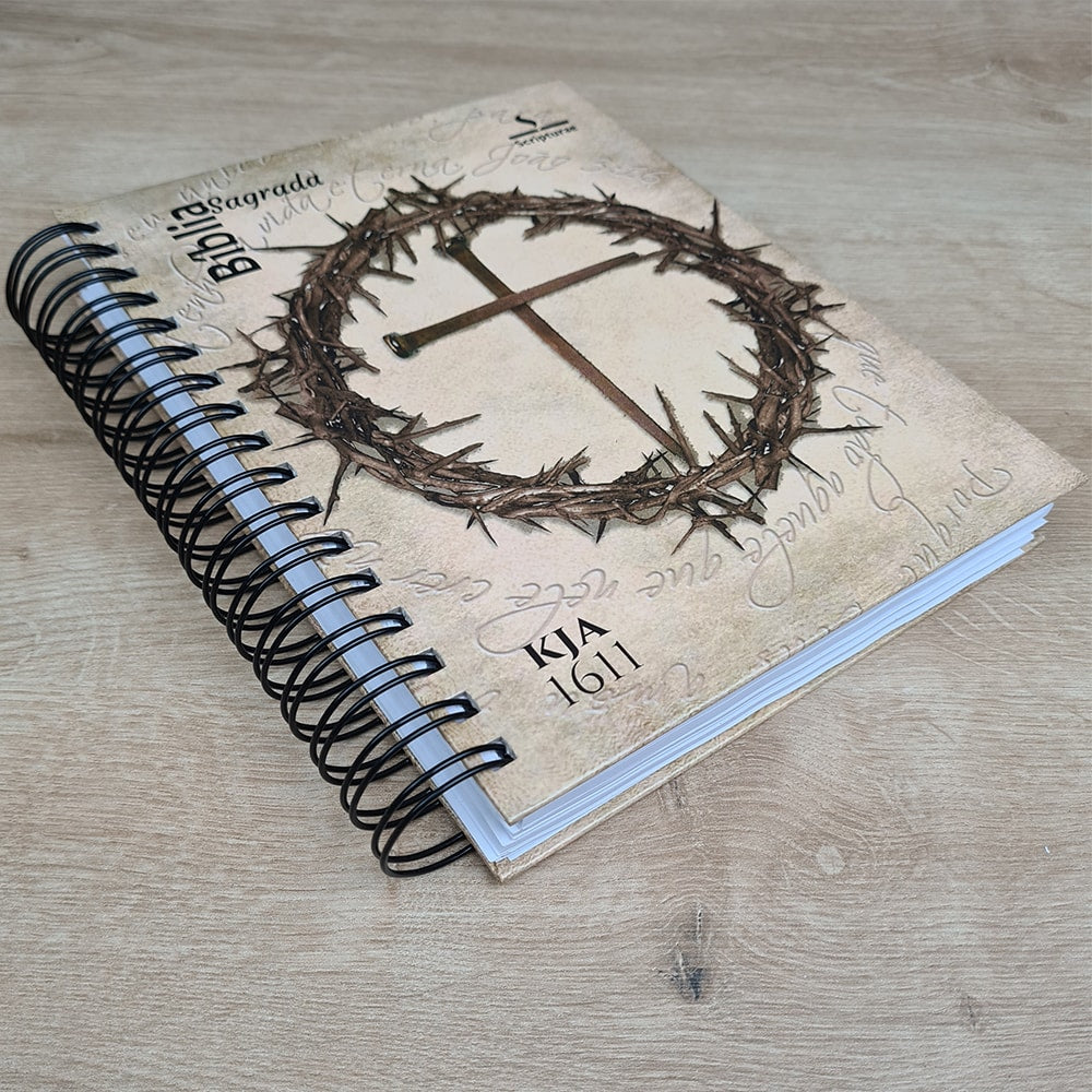 Bíblia Sagrada KJA 1611 | Letra Normal | Capa Dura Espiral Coroa de Espinhos