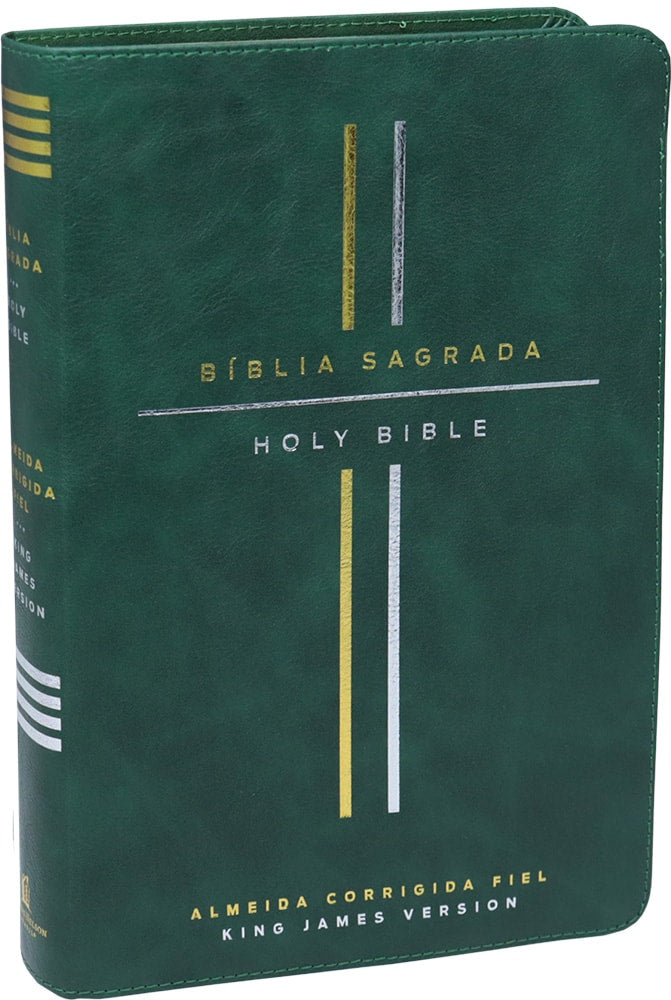 Bíblia Bilíngue | Português e Inglês | ACF | KJV | Leitura Perfeita | Couro Soft Verde