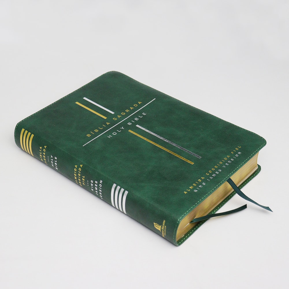 Bíblia Bilíngue | Português e Inglês | ACF | KJV | Leitura Perfeita | Couro Soft Verde