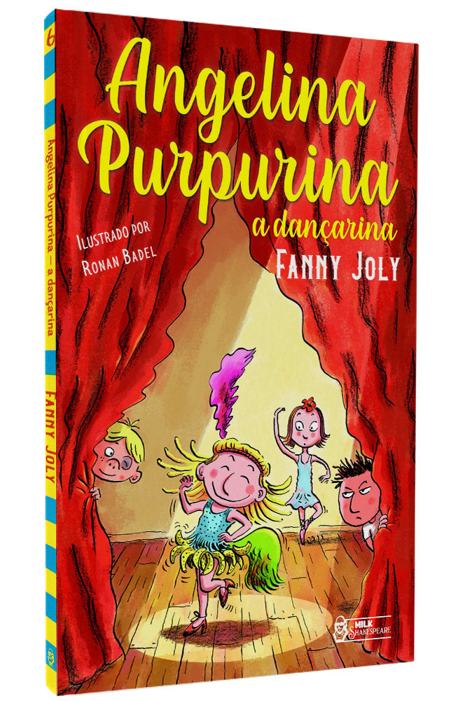 Capa do livro Angelina Purpurina a Dançarina, de Fanny Joly, com uma menina dançando em um palco. — Plenitude