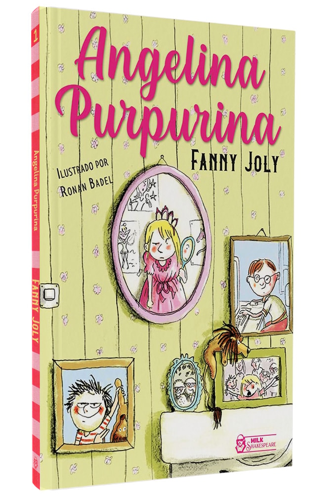 Livro Angelina Purpurina de Fanny Joly, capa com menina loira em frente a um espelho. — Plenitude