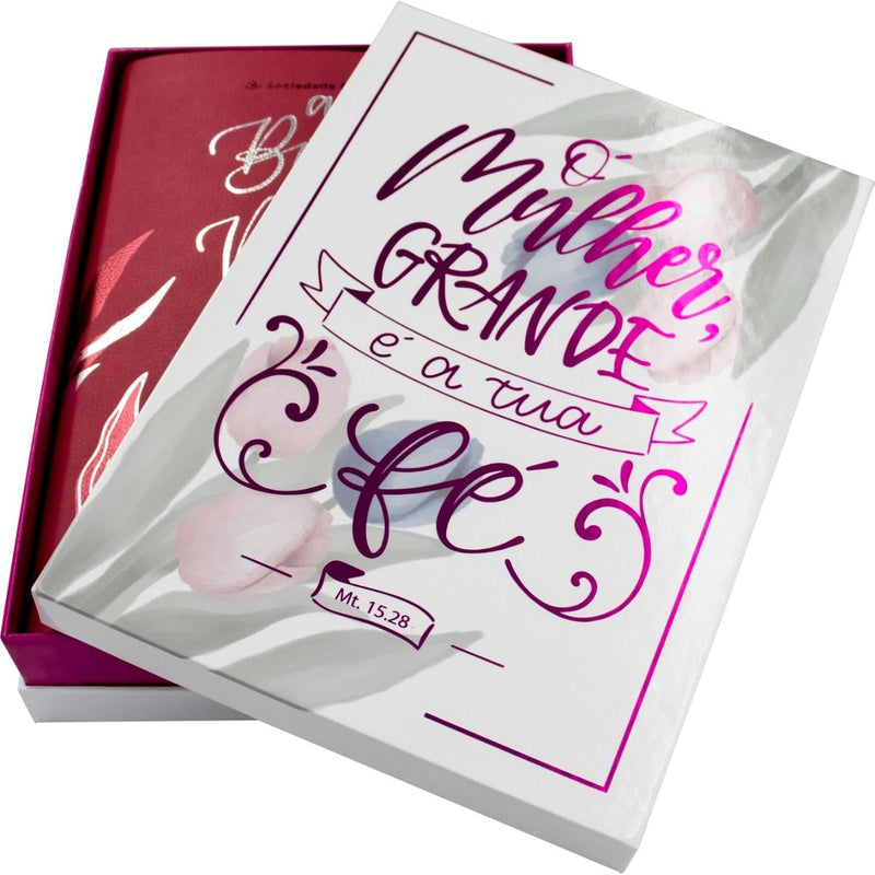 A Bíblia da Mulher Compacta | ARC | Letra Normal | Capa Luxo Rosa Tulipa