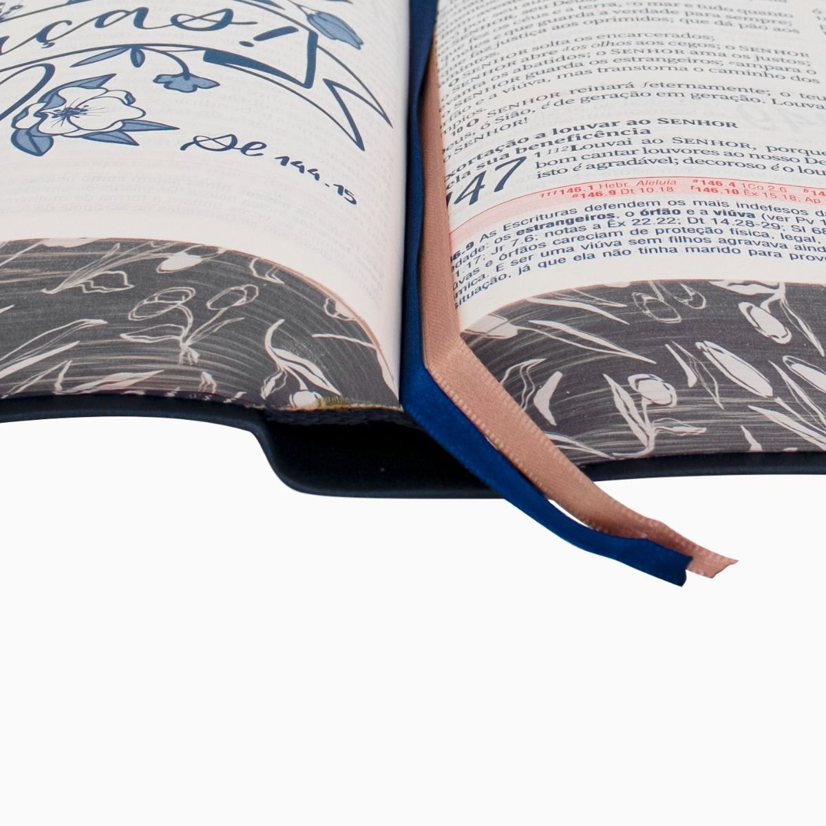 Bíblia da Mulher Compacta | ARC | Letra Normal | Capa Luxo Azul Tulipa