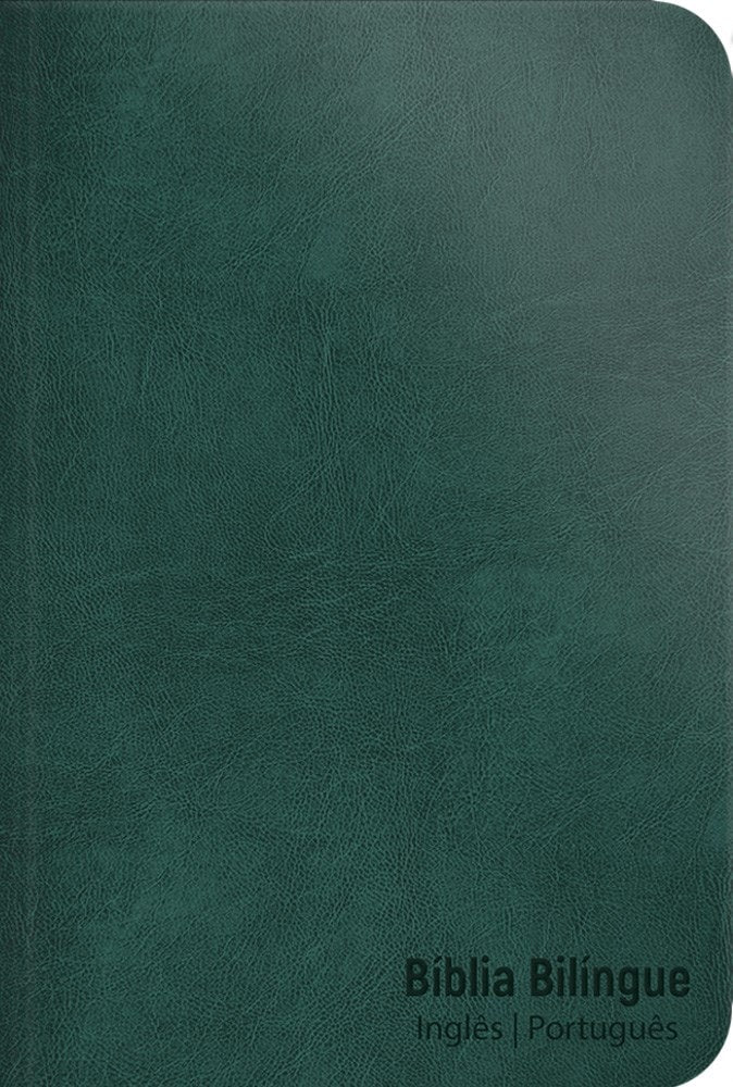 Bíblia Bilíngue NVT Português/Inglês, capa flexível esmeralda com textura de couro e letra grande — Plenitude.