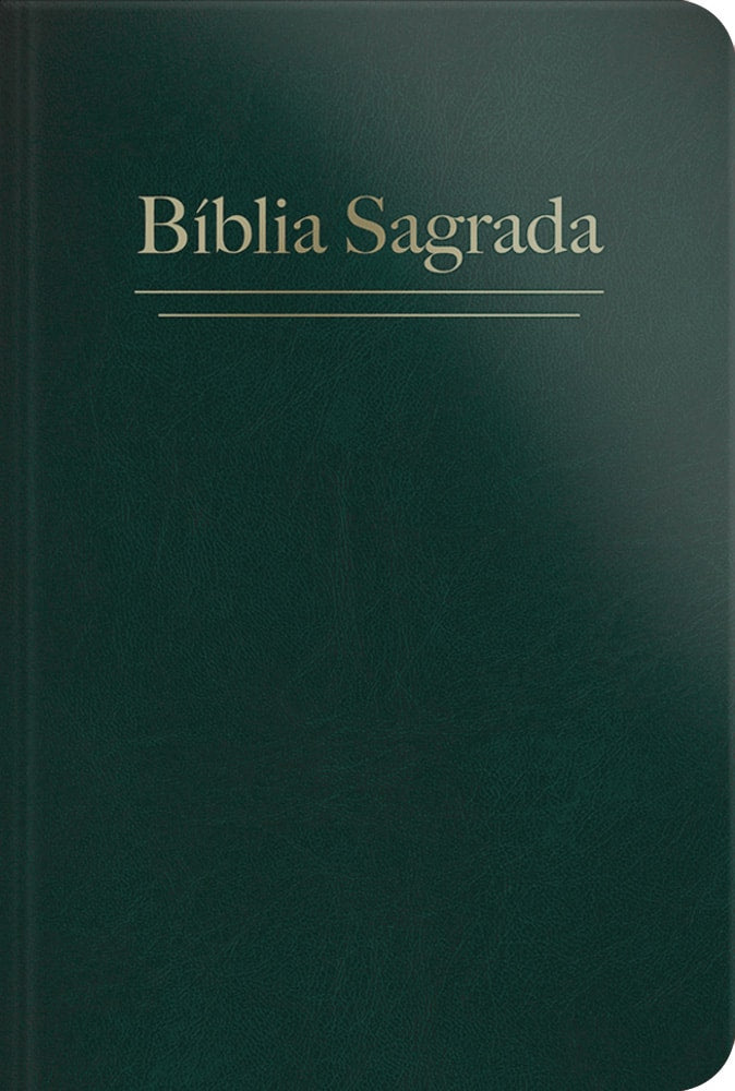 Bíblia Sagrada ARC Letra Grande, capa semi luxo verde com título dourado. — Plenitude