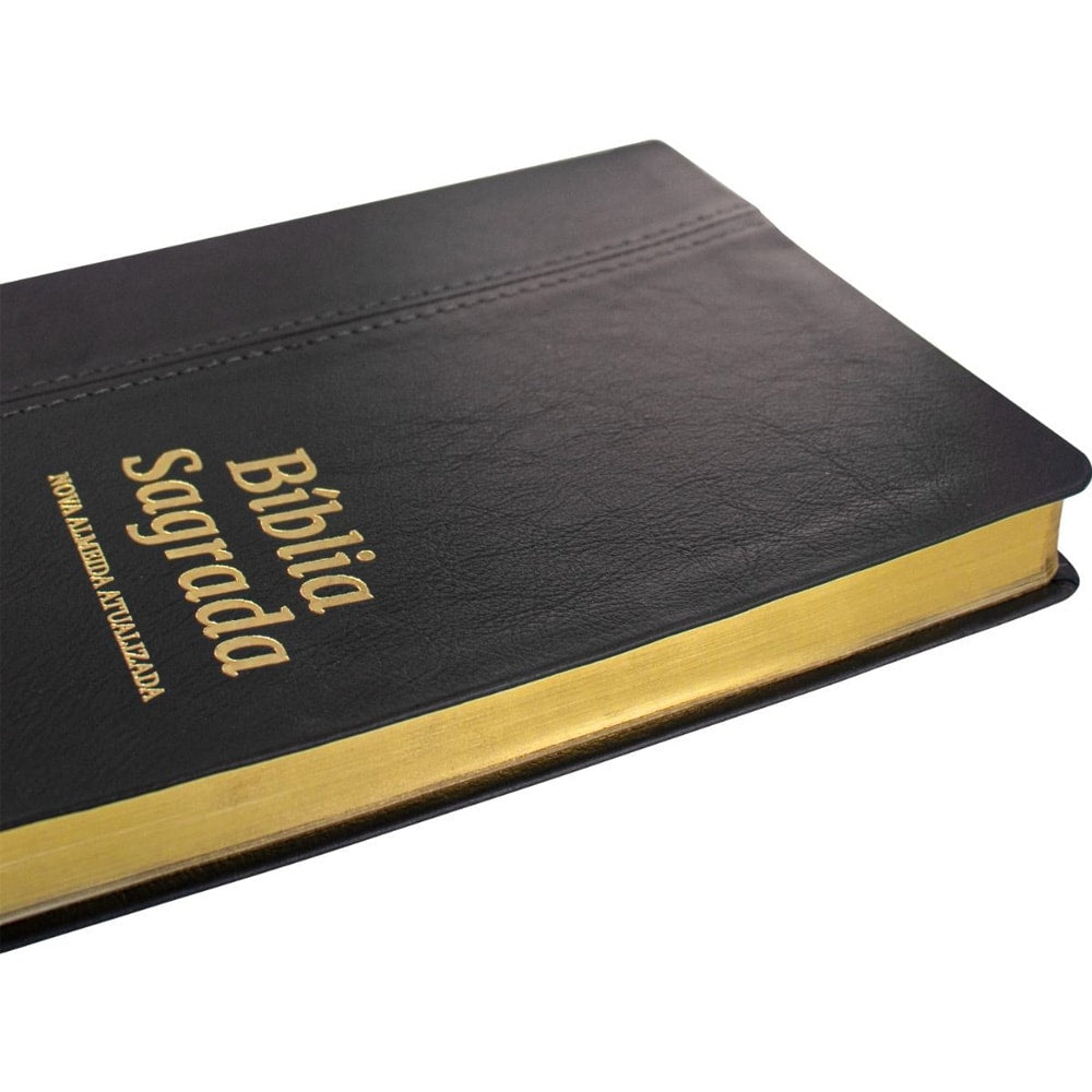 Bíblia Sagrada Slim | NAA | Letra Grande | Capa Couro Legítimo Preta