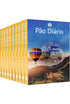 Kit 20 Devocionais Pão Diário Vol. 27 Balão, capa com balão de ar quente e paisagem, em fila. — Plenitude