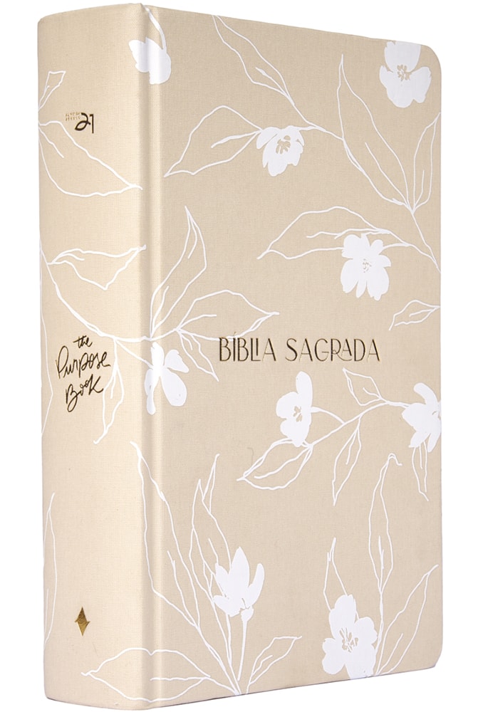 Bíblia The Purpose Book | A21 | Letra Normal | Espaço Para Anotações | Capa Tecido Jardim Bege