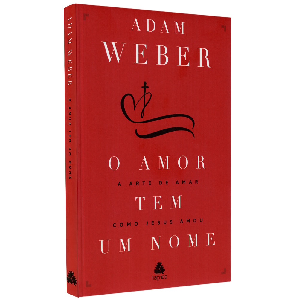 Livro "O Amor Tem Um Nome" de Adam Weber, capa vermelha com título em branco e preto. — Plenitude