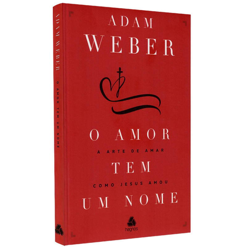 Livro "O Amor Tem Um Nome" de Adam Weber, capa vermelha com título em branco e preto. — Plenitude