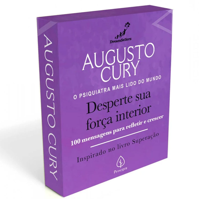 Caixa de mensagens "Desperte sua Força Interior" de Augusto Cury, roxa com letras brancas. — Plenitude