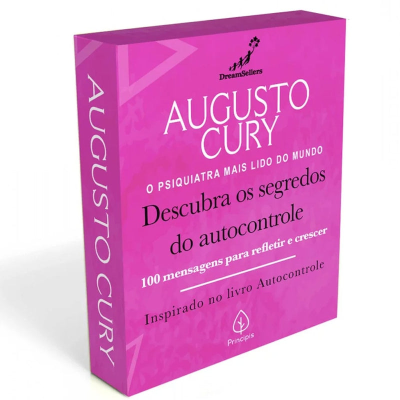 Livro "Descubra os Segredos do Autocontrole" de Augusto Cury, capa rosa com título em branco e preto. — Plenitude