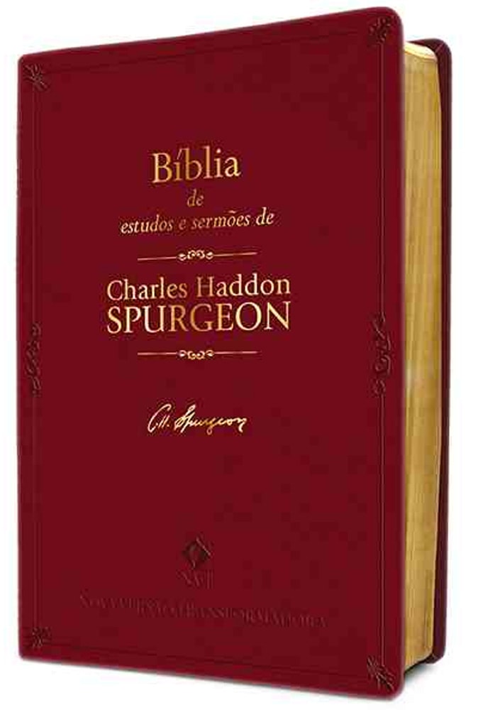 Bíblia de Estudos e Sermões de C. H. Spurgeon | NVT | Letra Normal | Capa Luxo Vinho